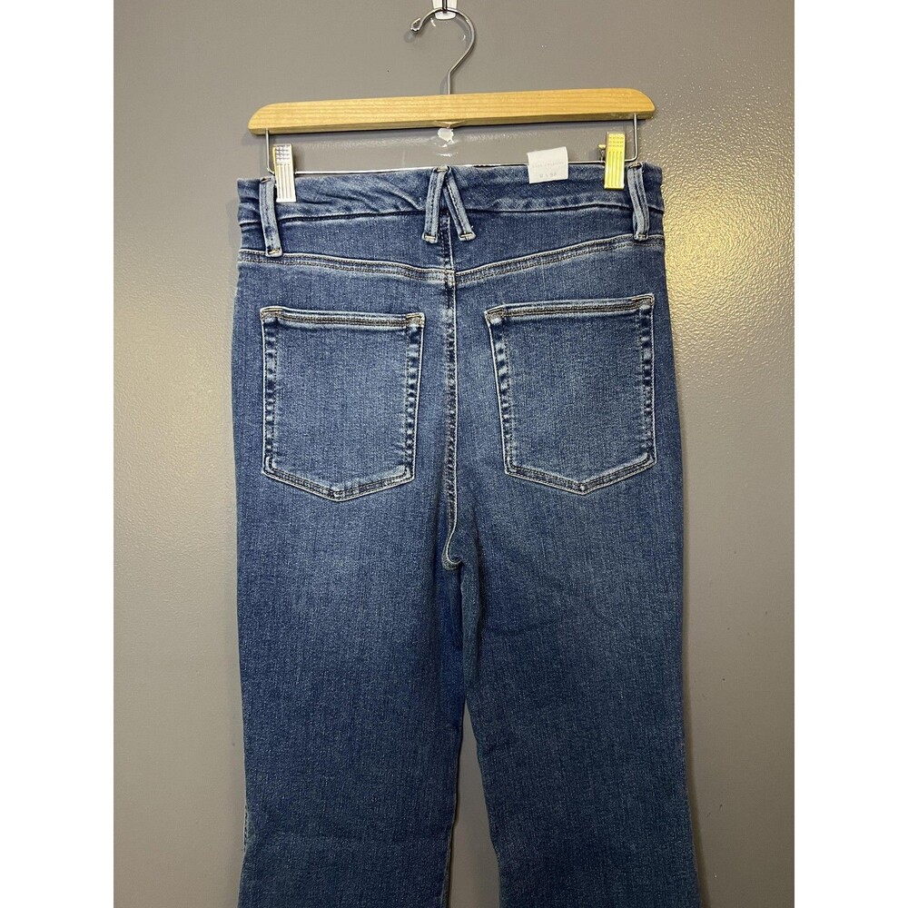 Good American Jeans Womens 8/29 Blue High Rise Bootcut Distressed Frayed Denim